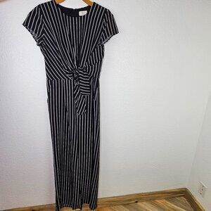 Mystic Black and White Striped Jumpsuit